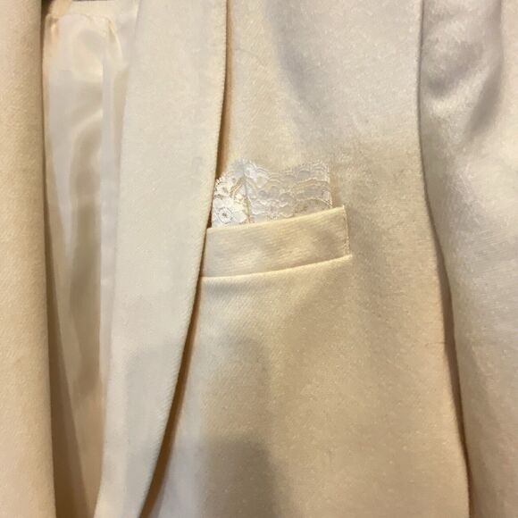 Norton McNaughton Vintage 90s 100% Wool Blazer Ivory Brass Button Lined Medium - Picture 8 of 9